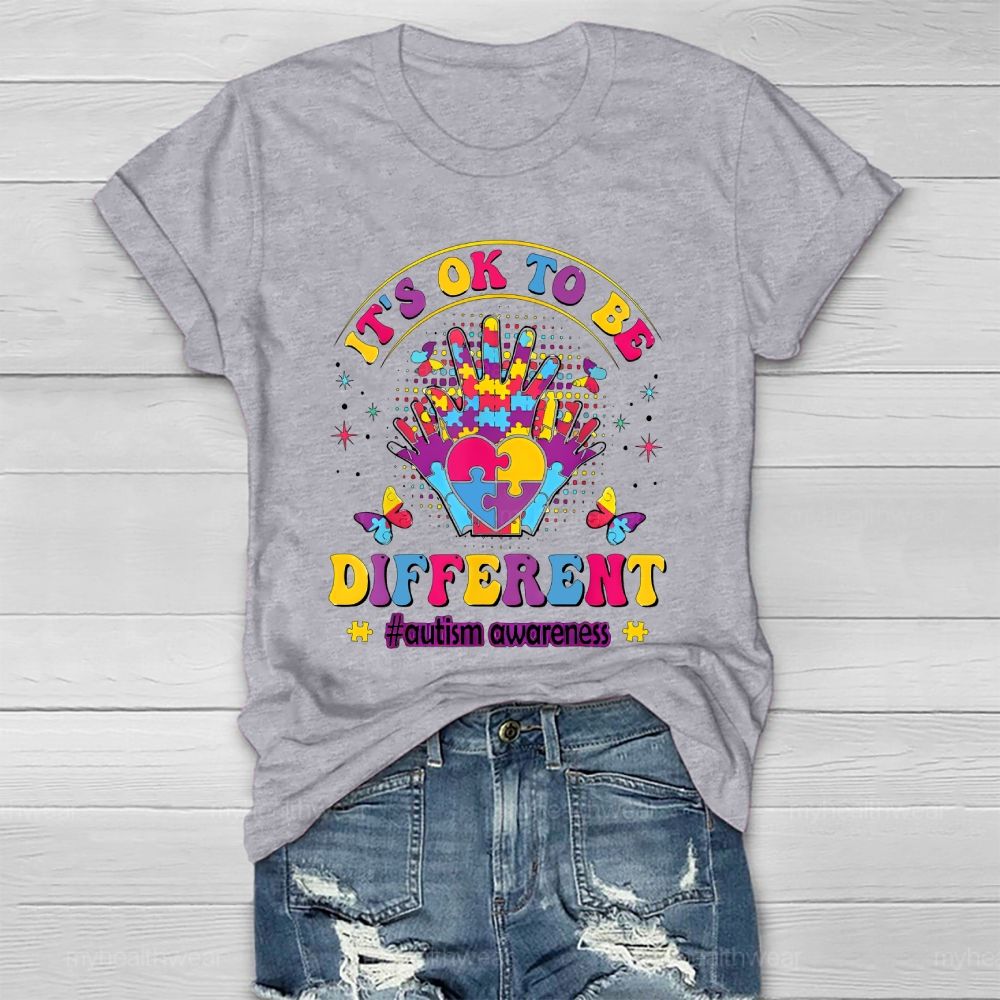 It's Ok To Be Different Autism Awareness Puzzle Palm Healthwear T-shirt