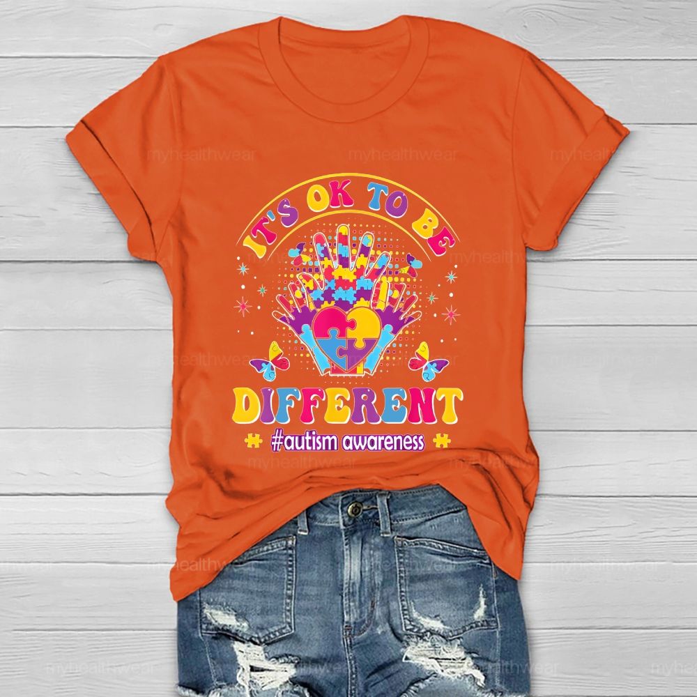 It's Ok To Be Different Autism Awareness Puzzle Palm Healthwear T-shirt