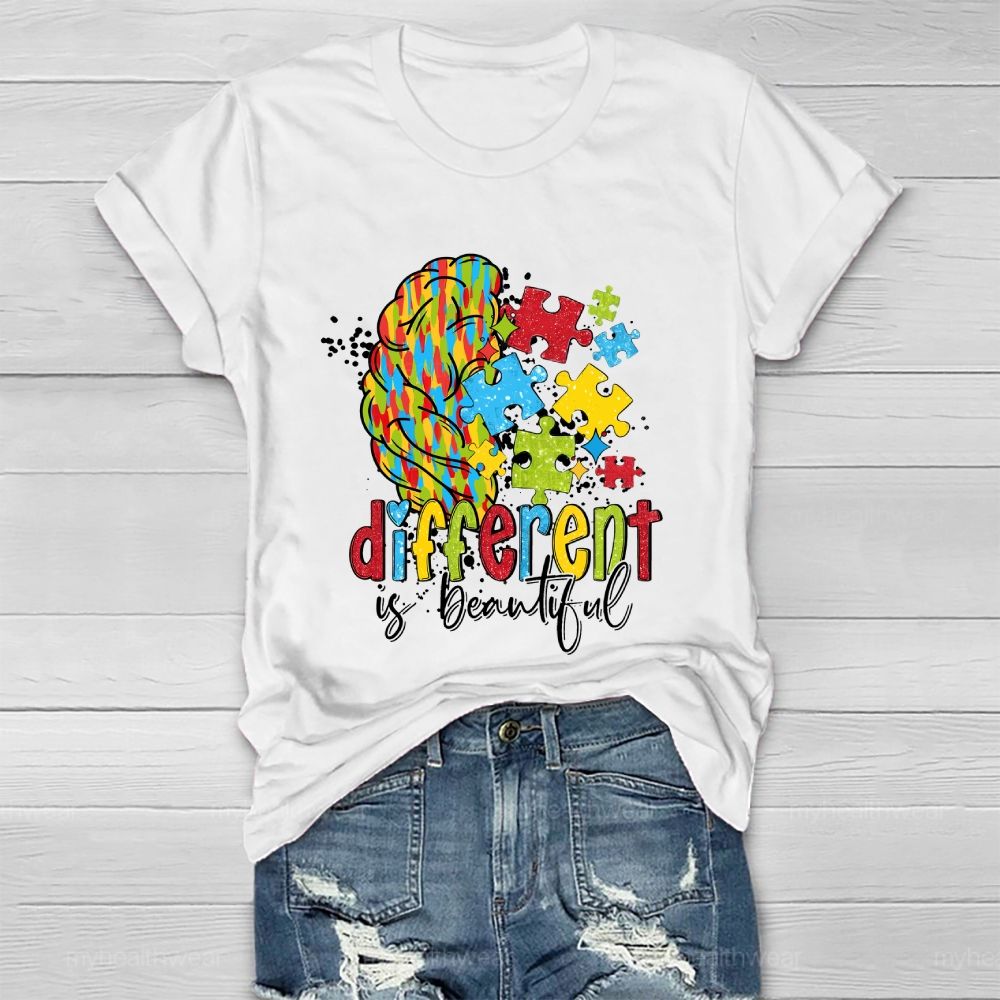 Different Is Beautiful Puzzle Brain Healthwear T-shirt