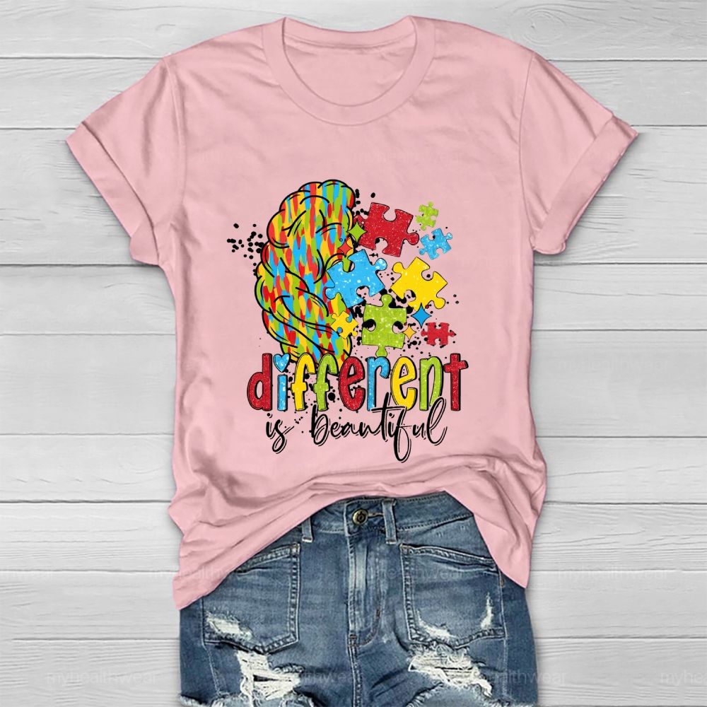 Different Is Beautiful Puzzle Brain Healthwear T-shirt