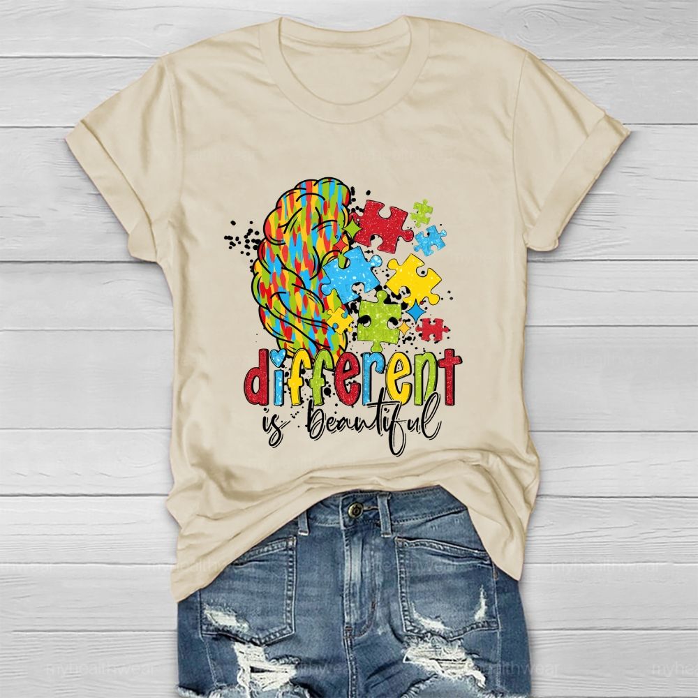 Different Is Beautiful Puzzle Brain Healthwear T-shirt