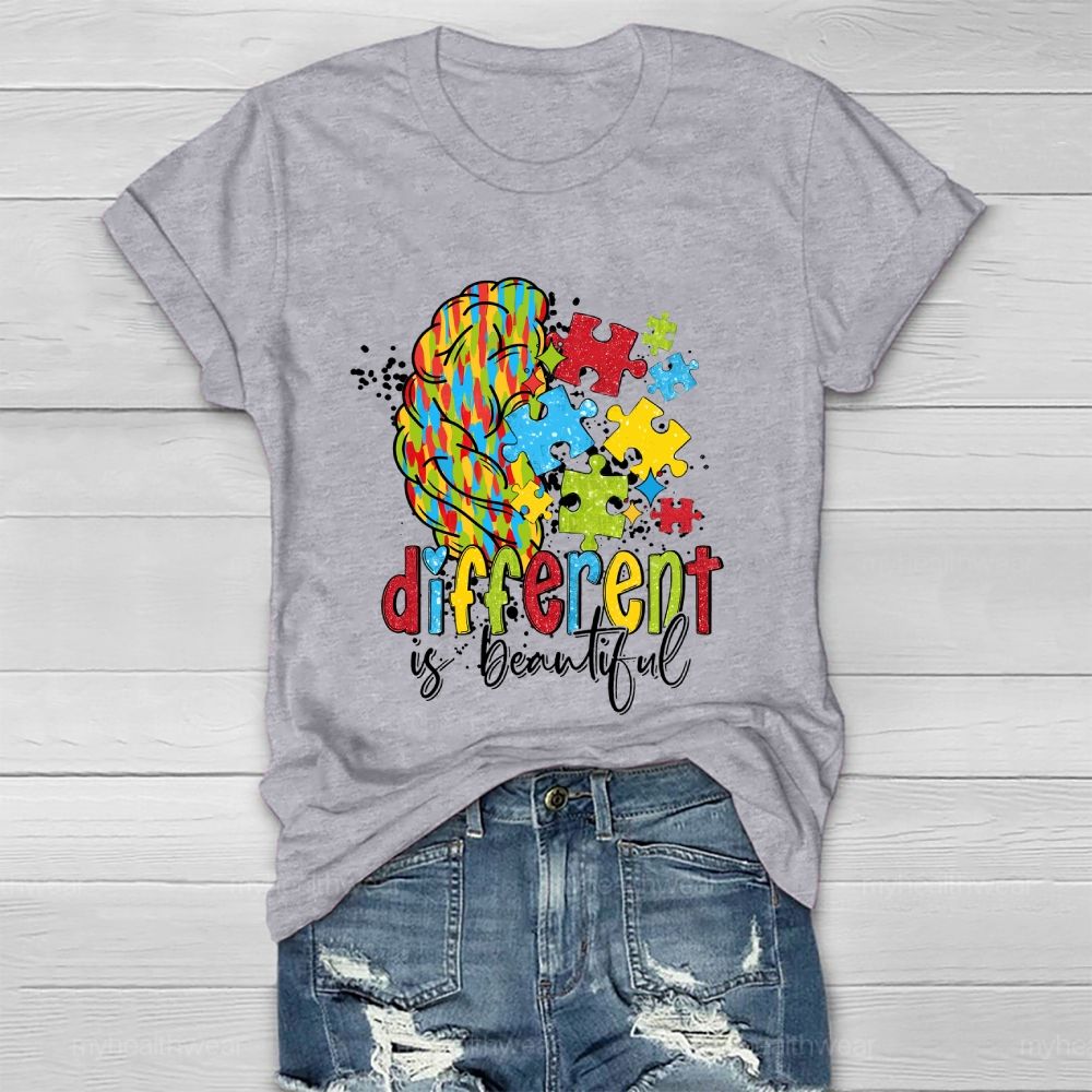 Different Is Beautiful Puzzle Brain Healthwear T-shirt