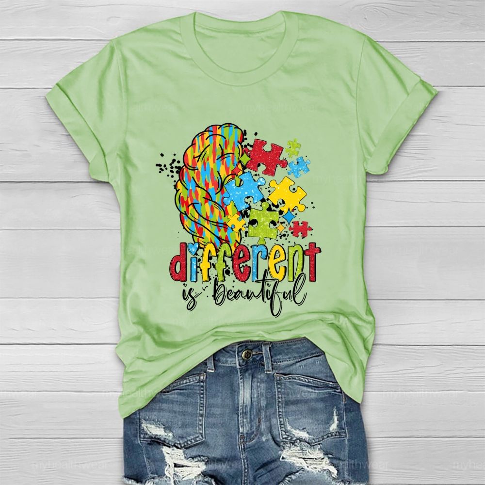 Different Is Beautiful Puzzle Brain Healthwear T-shirt