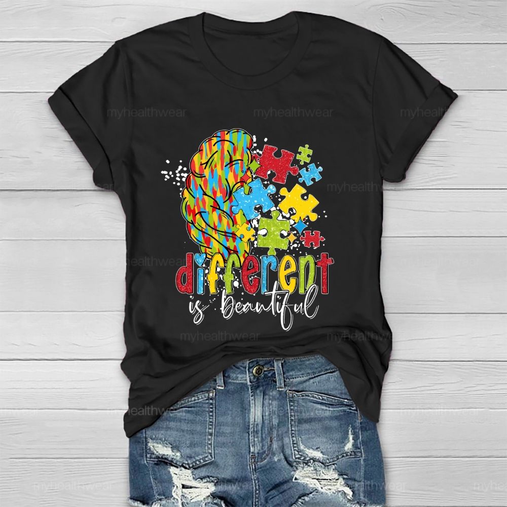 Different Is Beautiful Puzzle Brain Healthwear T-shirt