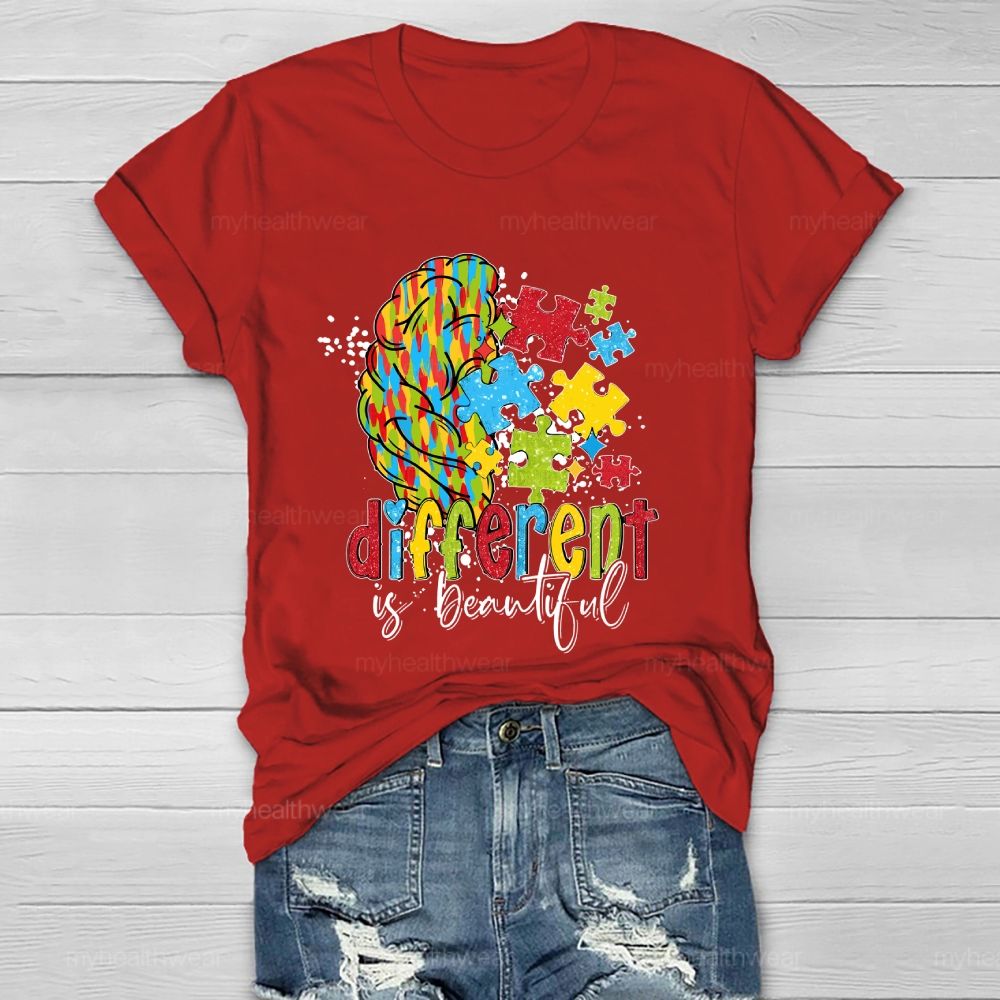 Different Is Beautiful Puzzle Brain Healthwear T-shirt