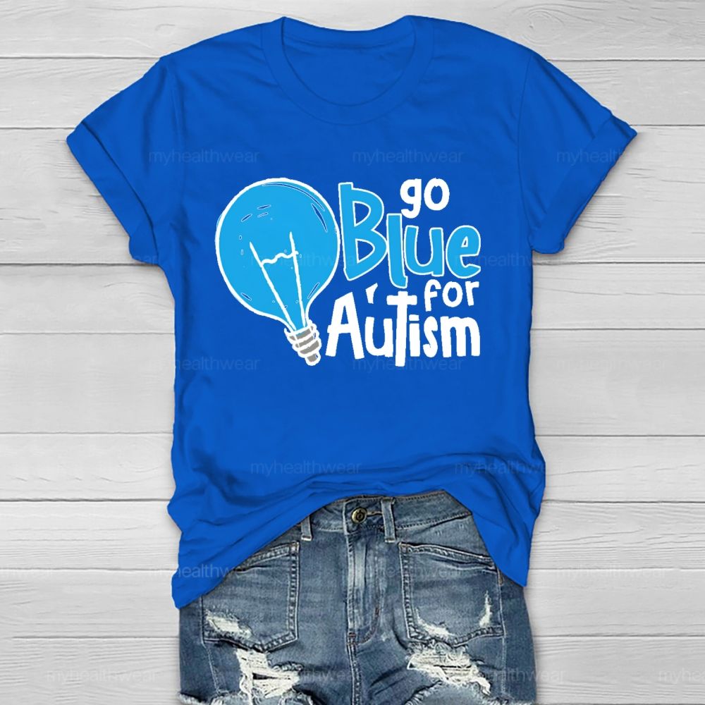Go Blue For Autism Light Bulb Healthwear T-shirt