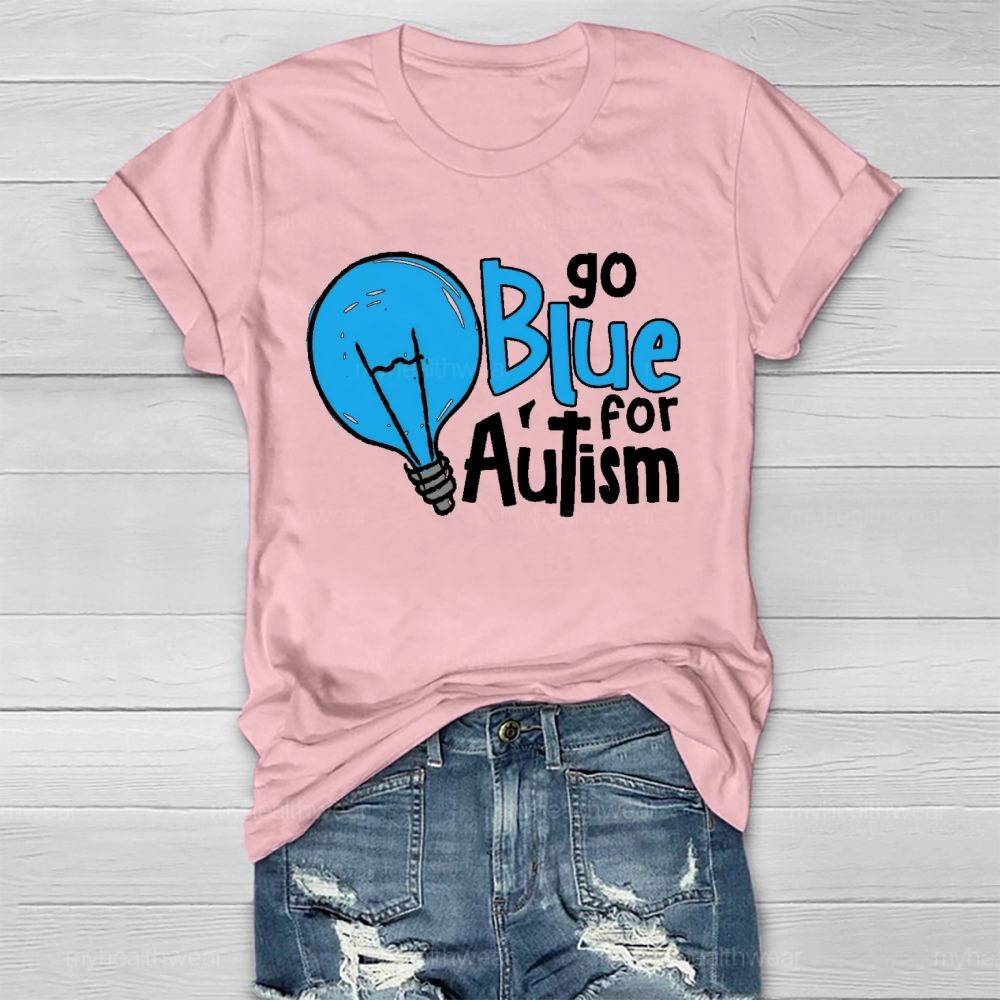 Go Blue For Autism Light Bulb Healthwear T-shirt