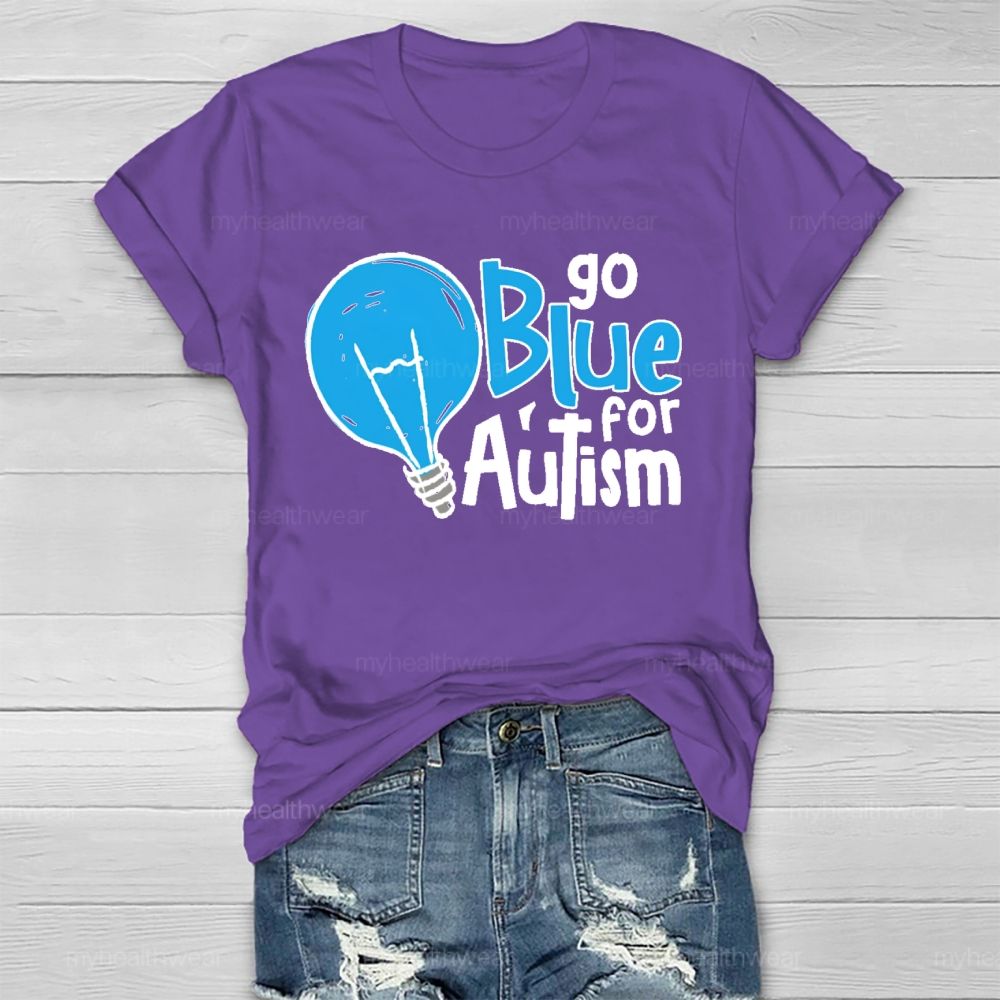 Go Blue For Autism Light Bulb Healthwear T-shirt