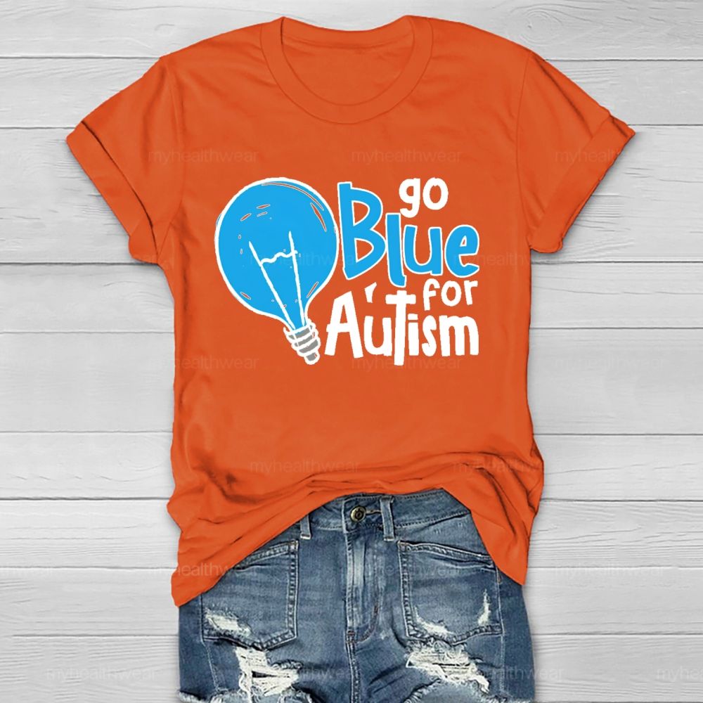 Go Blue For Autism Light Bulb Healthwear T-shirt
