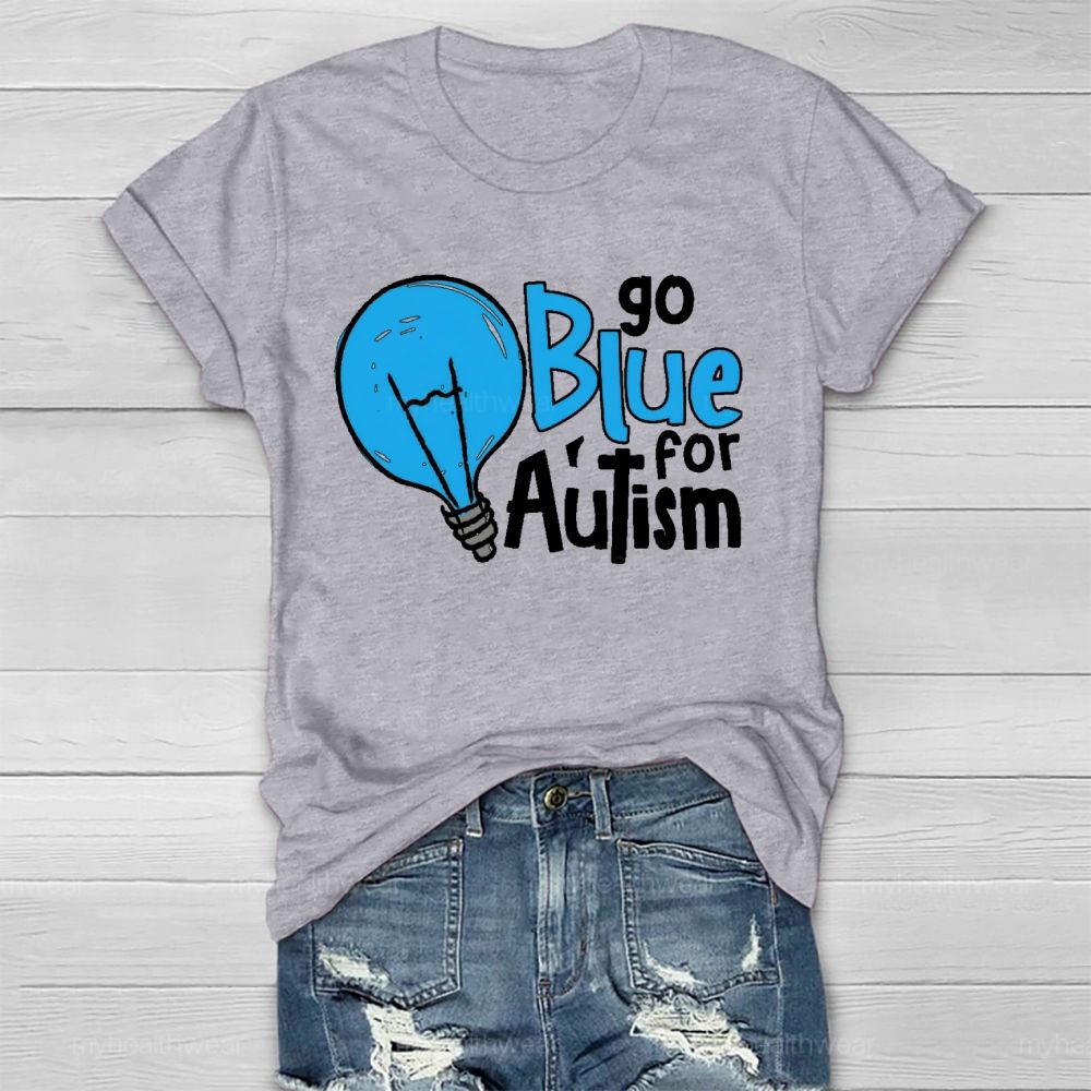 Go Blue For Autism Light Bulb Healthwear T-shirt
