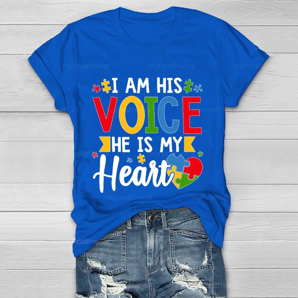 I Am His Voice He Is My Heart Graphic Healthwear T-shirt