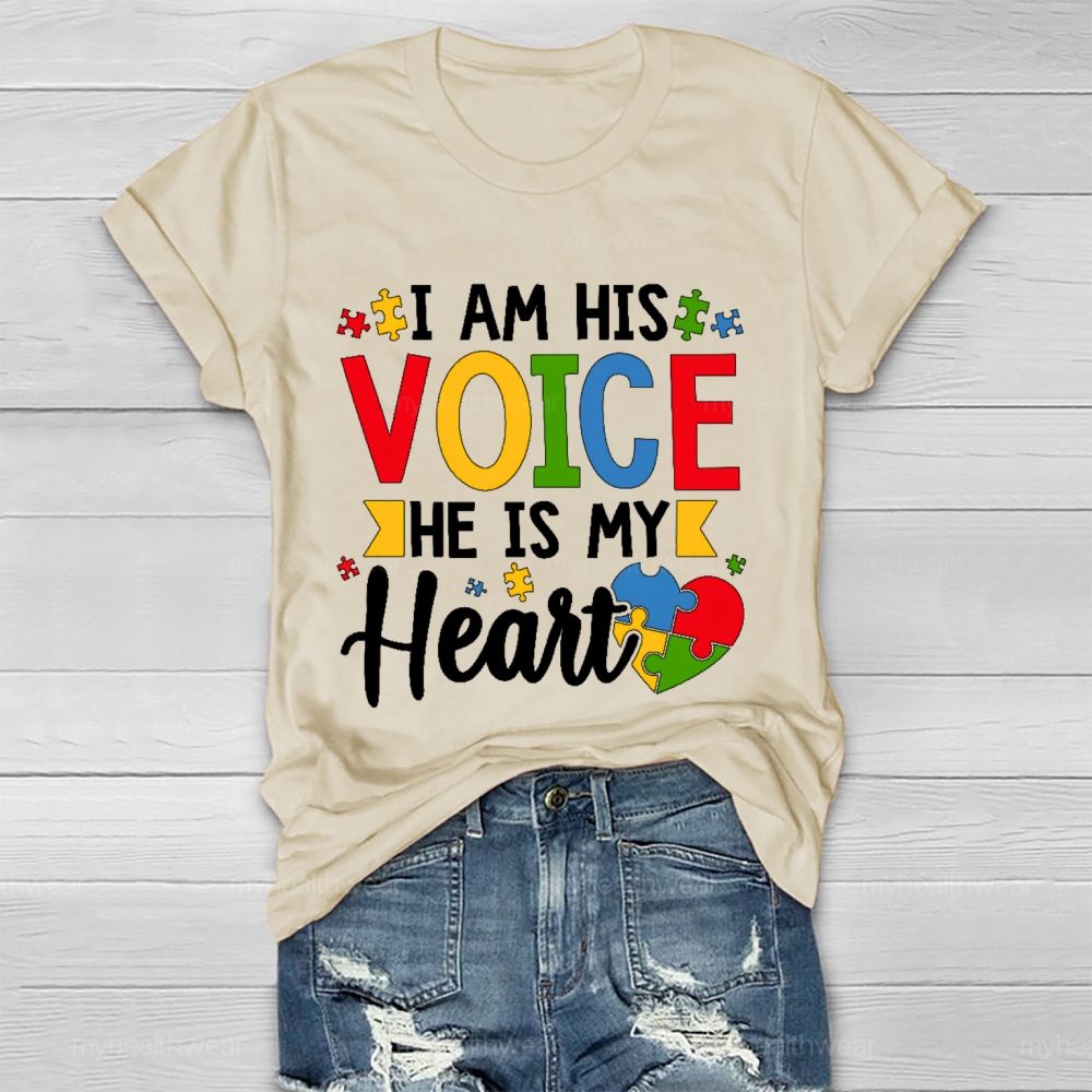 I Am His Voice He Is My Heart Graphic Healthwear T-shirt