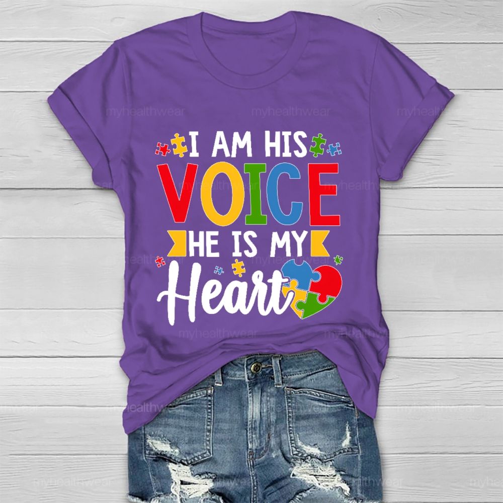 I Am His Voice He Is My Heart Graphic Healthwear T-shirt