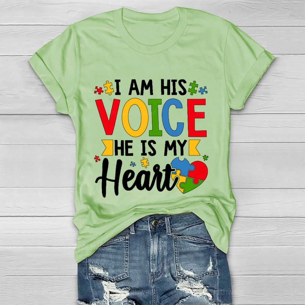 I Am His Voice He Is My Heart Graphic Healthwear T-shirt