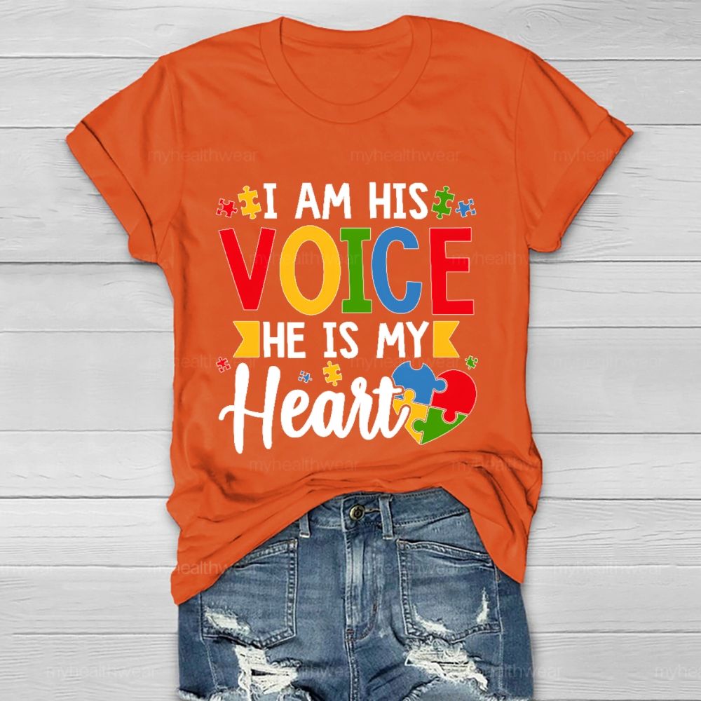I Am His Voice He Is My Heart Graphic Healthwear T-shirt