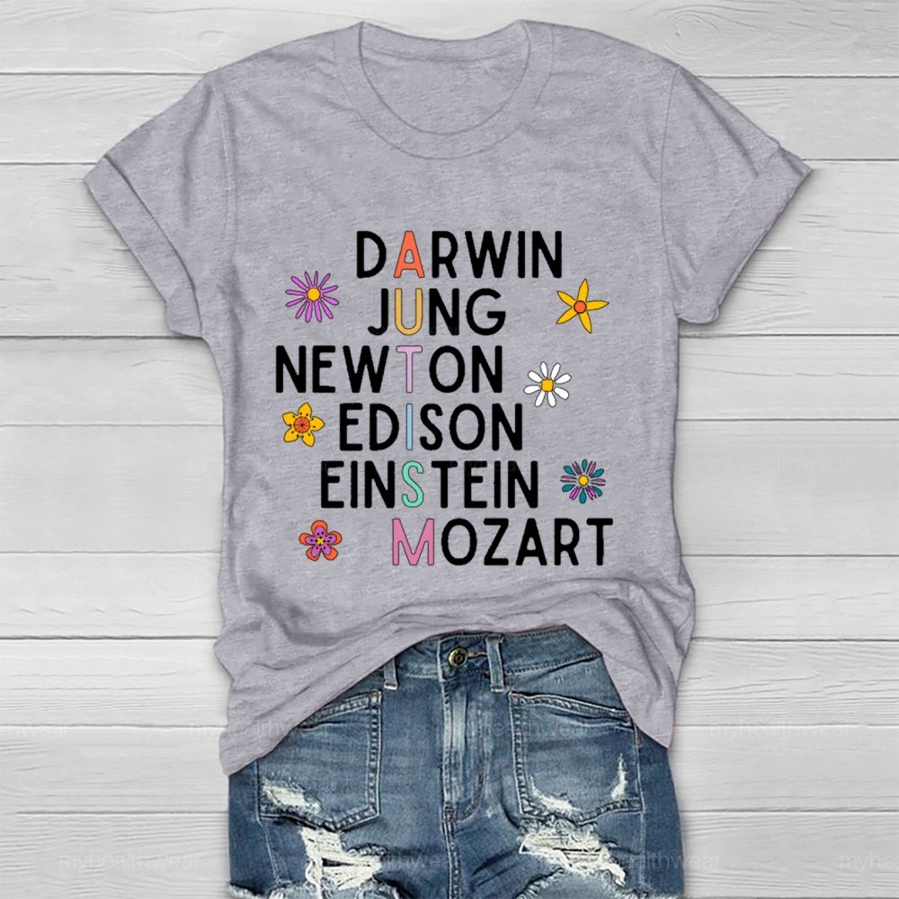 Darwin Jung Newton Edison Einstein Mozart Flowers Healthwear T-shirt