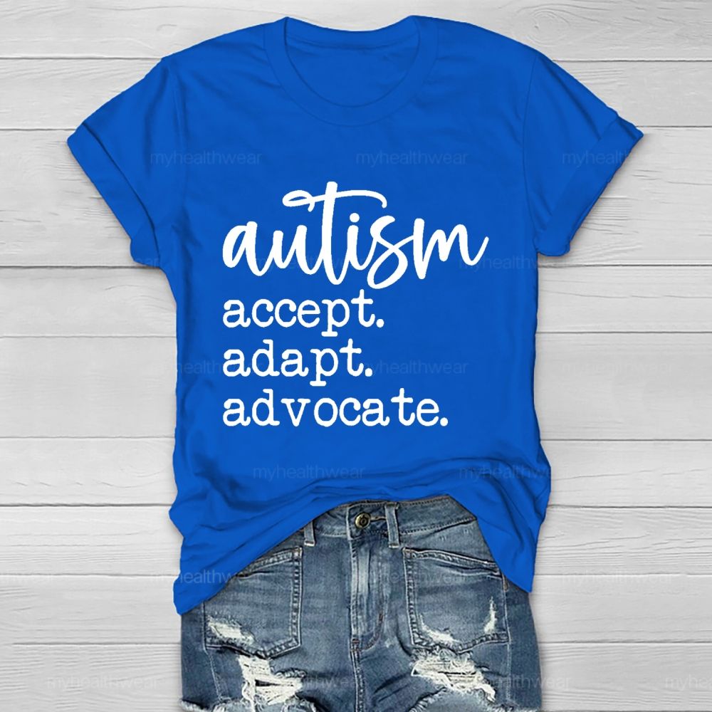 Autism Accept Adapt Advocate Pattern Healthwear T-shirt