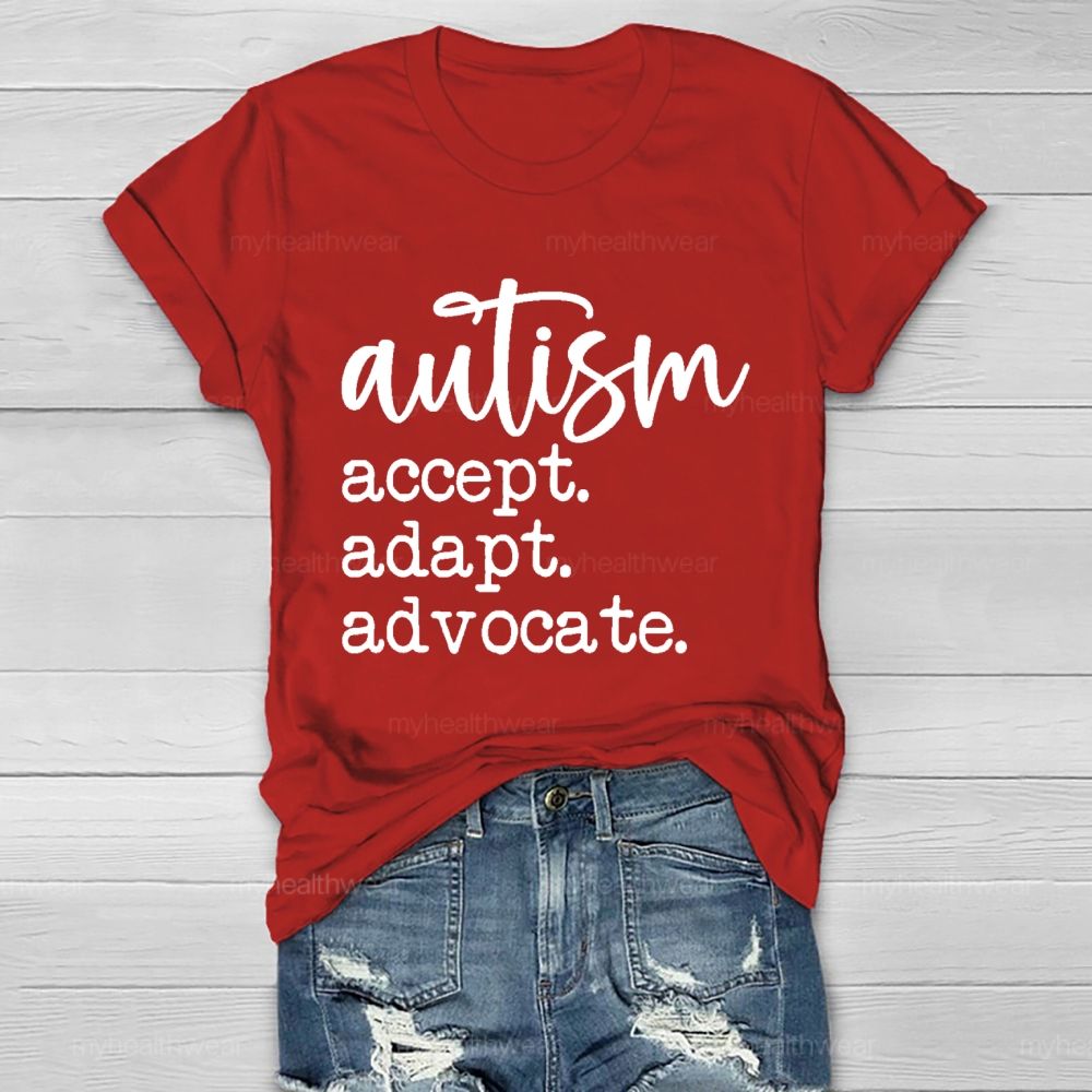 Autism Accept Adapt Advocate Pattern Healthwear T-shirt