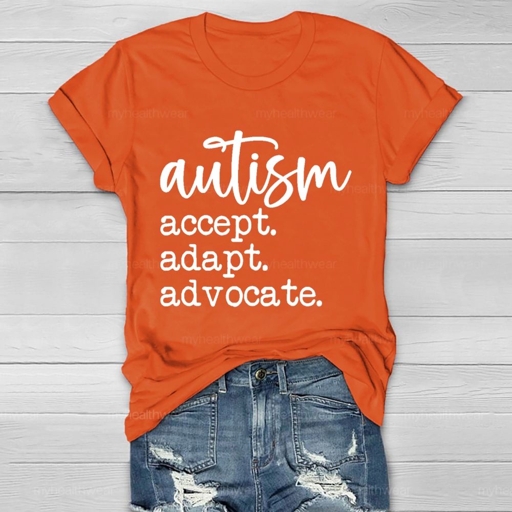 Autism Accept Adapt Advocate Pattern Healthwear T-shirt