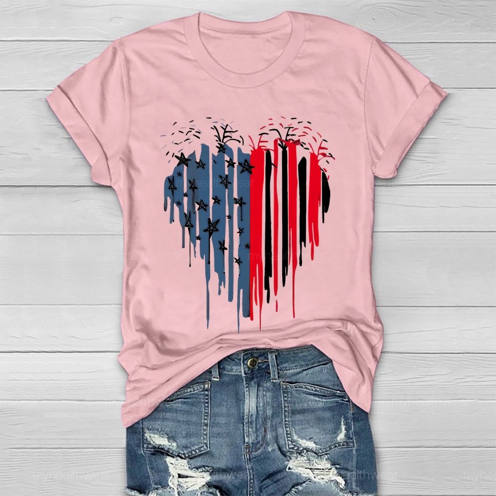Flag Star Heart Shape Healthwear T-shirt