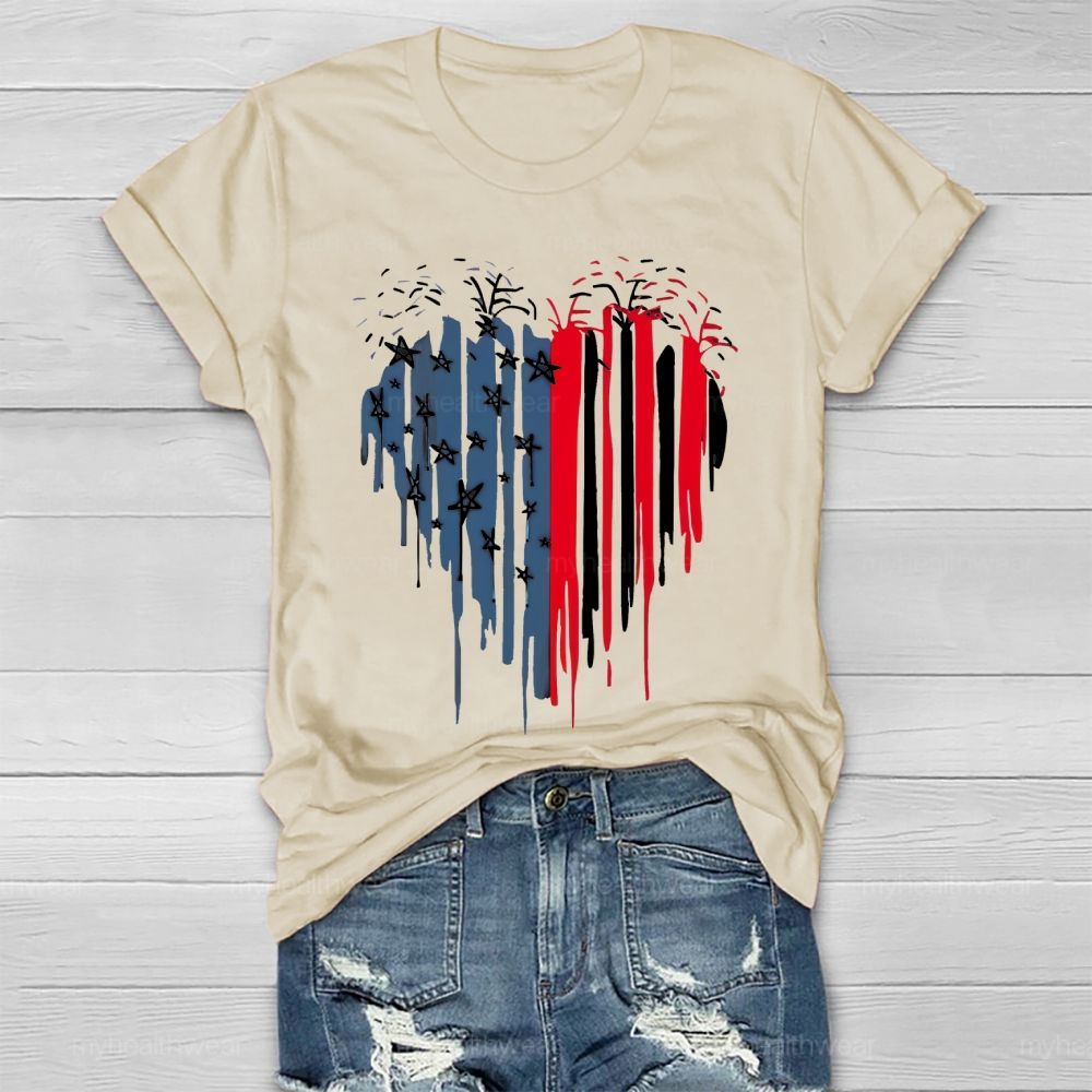 Flag Star Heart Shape Healthwear T-shirt