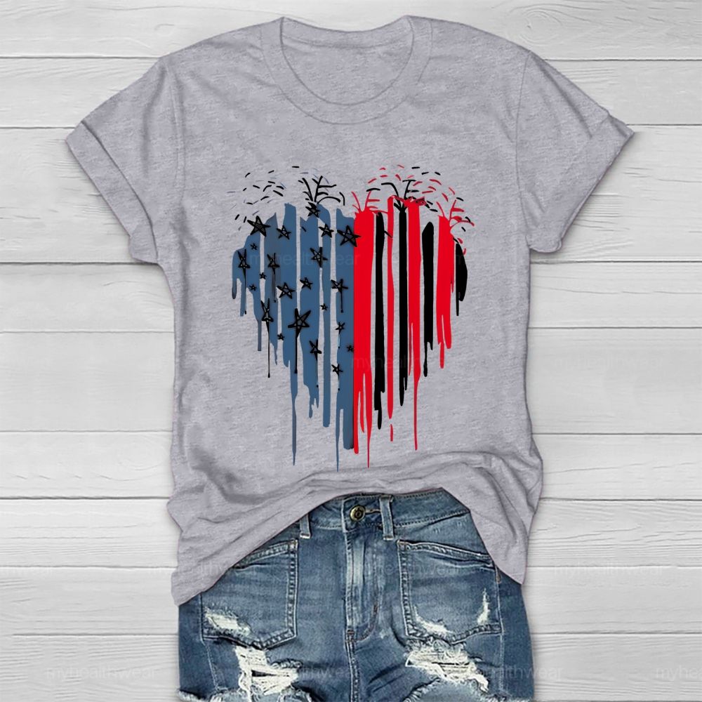 Flag Star Heart Shape Healthwear T-shirt