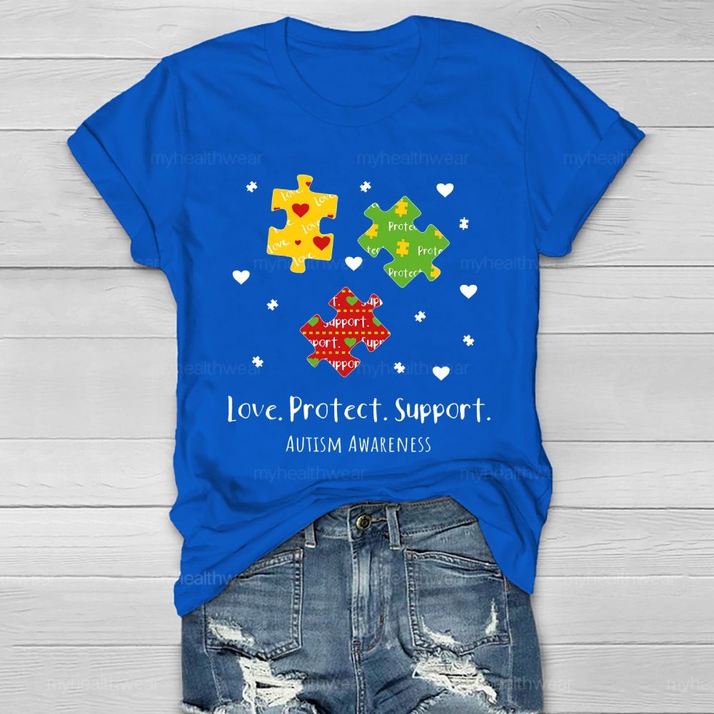 Love Protect Support Autism Awareness Healthwear T-shirt