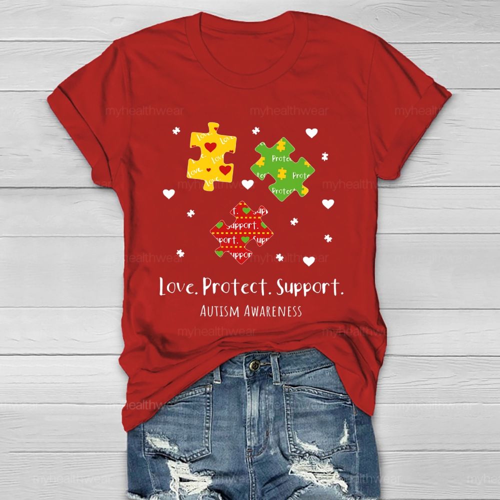 Love Protect Support Autism Awareness Healthwear T-shirt