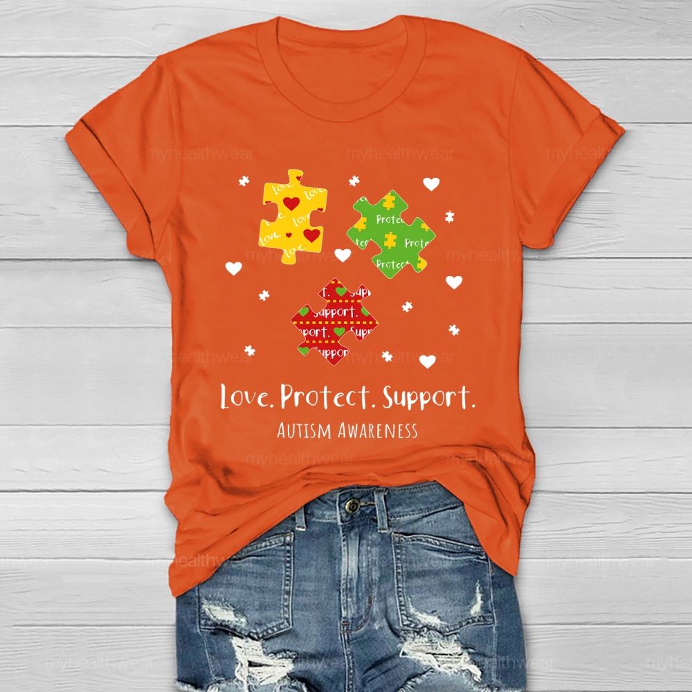 Love Protect Support Autism Awareness Healthwear T-shirt