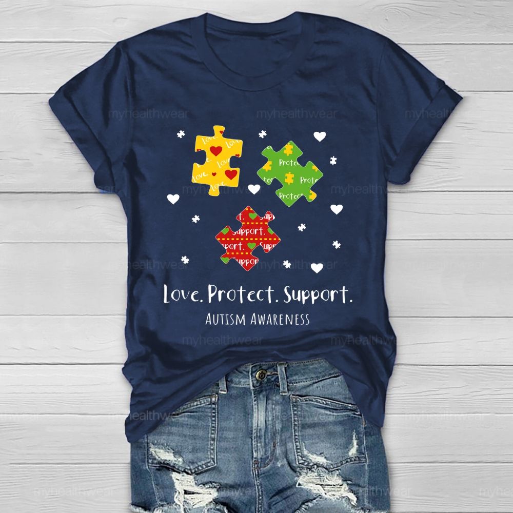 Love Protect Support Autism Awareness Healthwear T-shirt