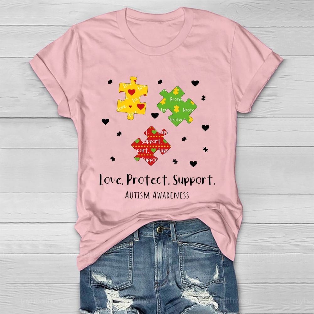 Love Protect Support Autism Awareness Healthwear T-shirt