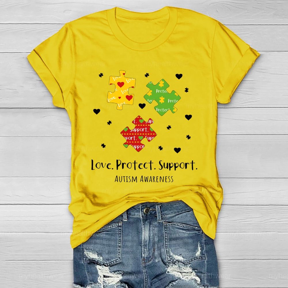 Love Protect Support Autism Awareness Healthwear T-shirt