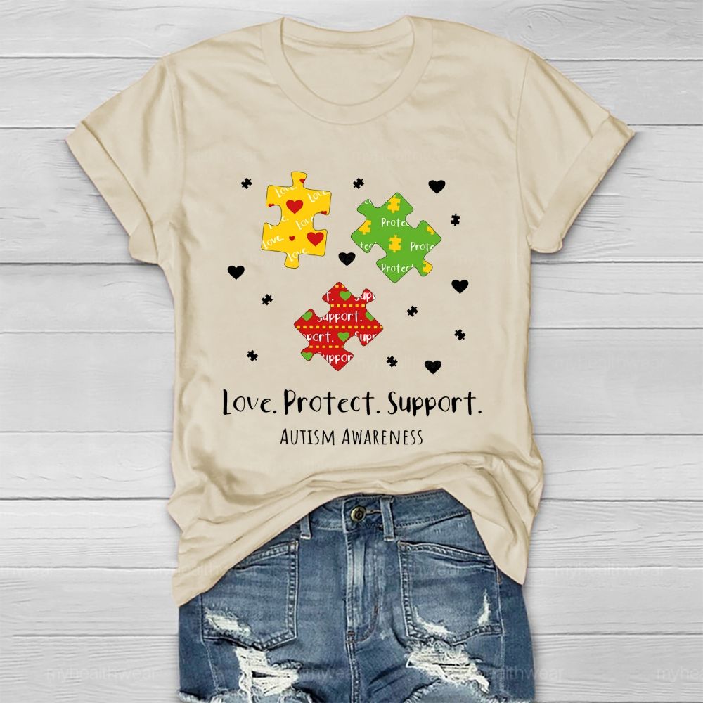 Love Protect Support Autism Awareness Healthwear T-shirt