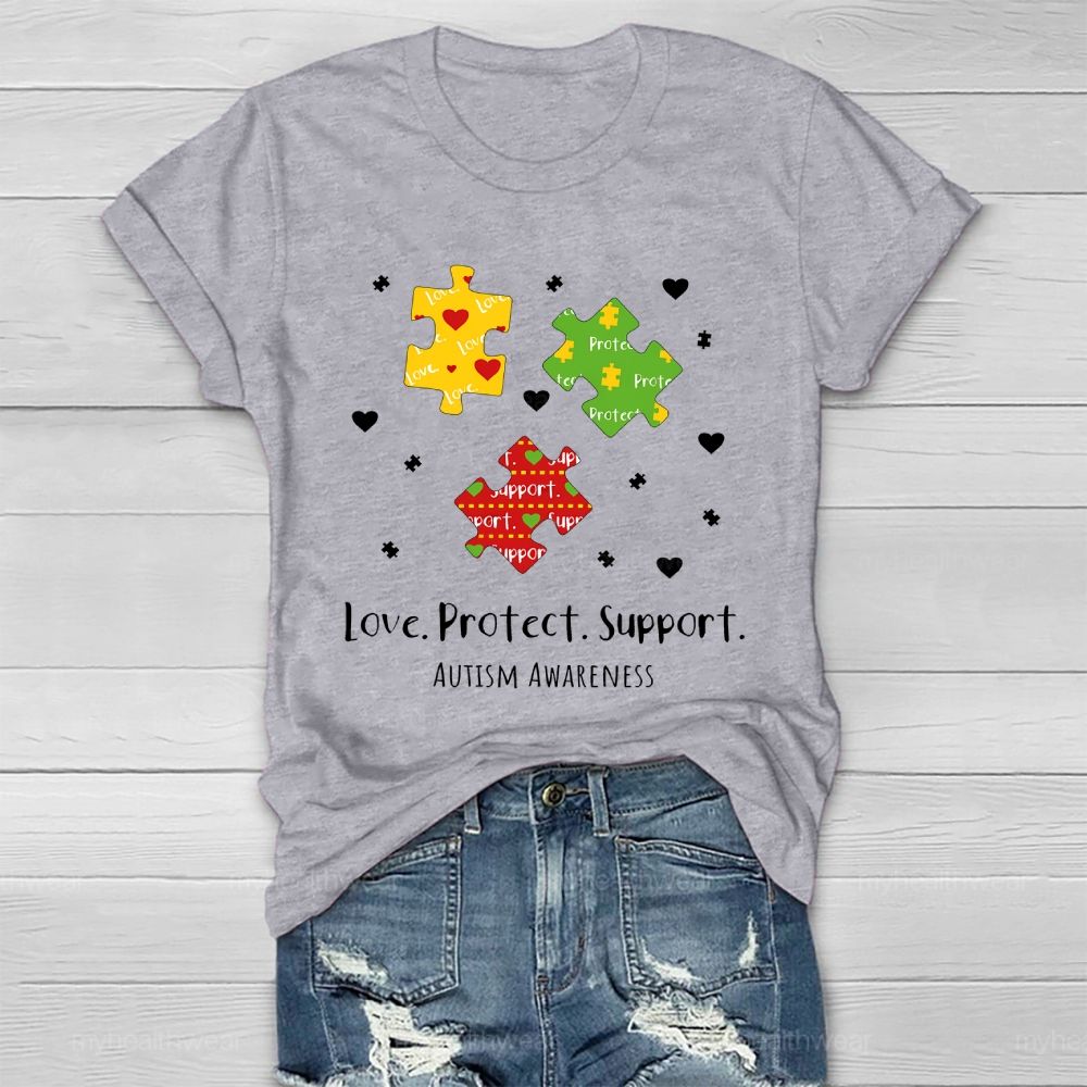 Love Protect Support Autism Awareness Healthwear T-shirt