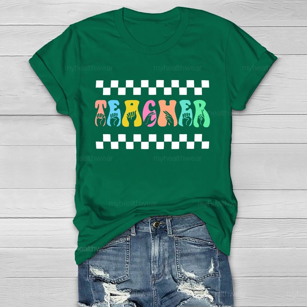 Teacher Sign Language Healthwear T-shirt