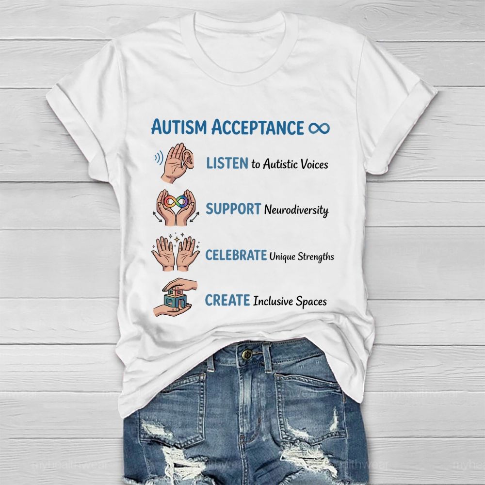 Autism Acceptance Listen To Autistic Voices Healthwear T-shirt