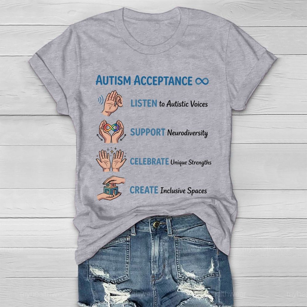 Autism Acceptance Listen To Autistic Voices Healthwear T-shirt