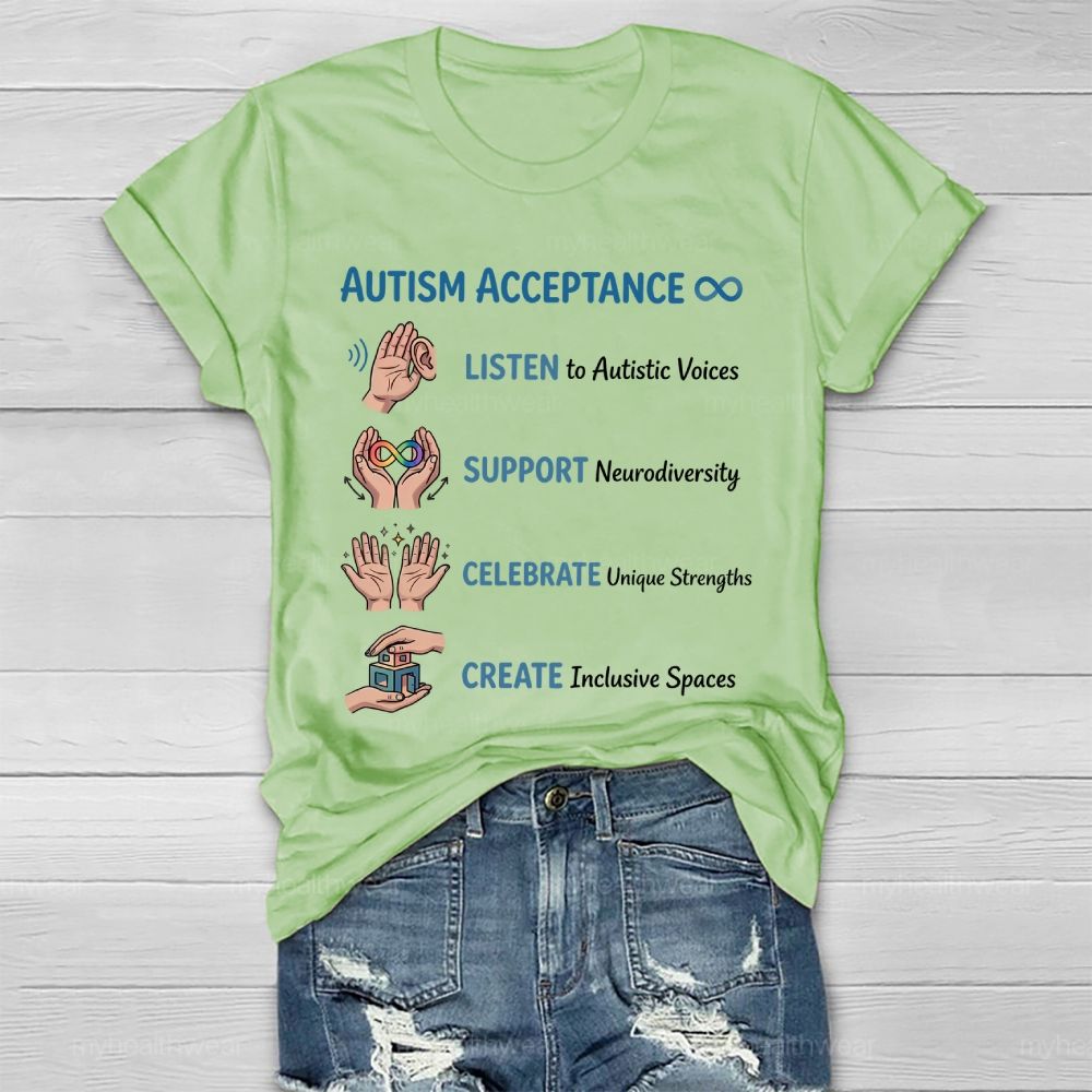 Autism Acceptance Listen To Autistic Voices Healthwear T-shirt