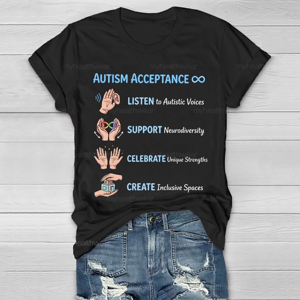 Autism Acceptance Listen To Autistic Voices Healthwear T-shirt