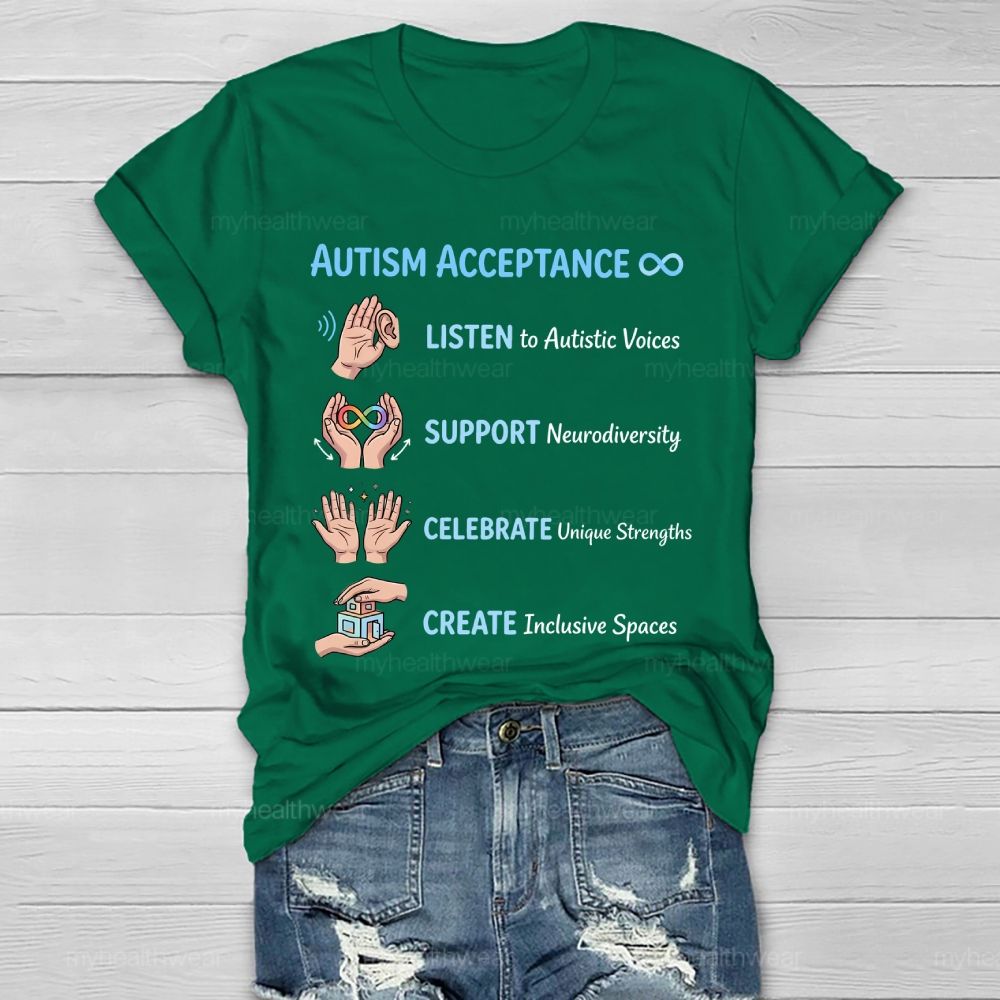 Autism Acceptance Listen To Autistic Voices Healthwear T-shirt