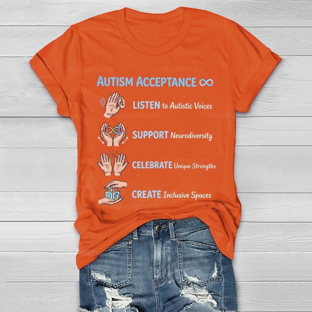 Autism Acceptance Listen To Autistic Voices Healthwear T-shirt