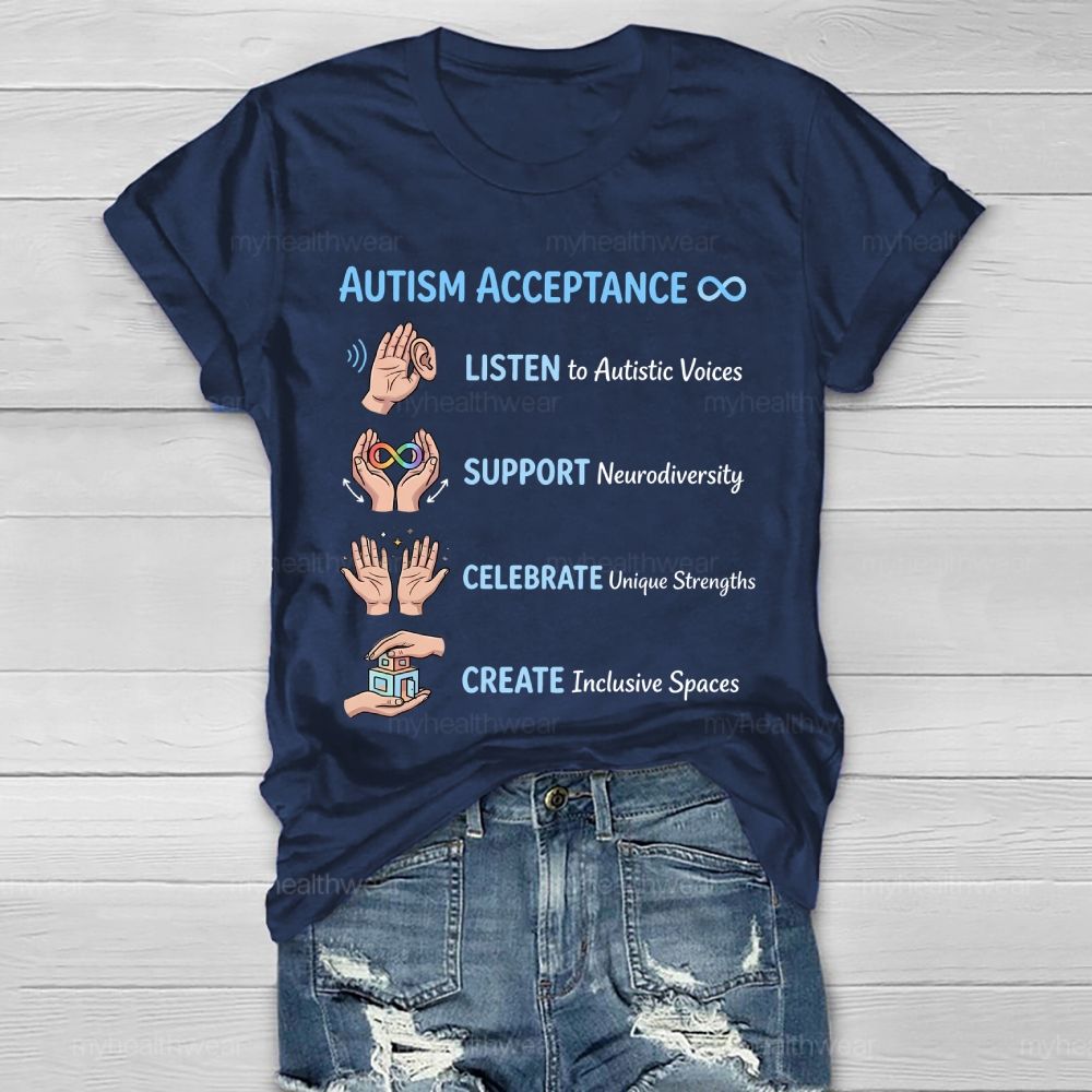 Autism Acceptance Listen To Autistic Voices Healthwear T-shirt