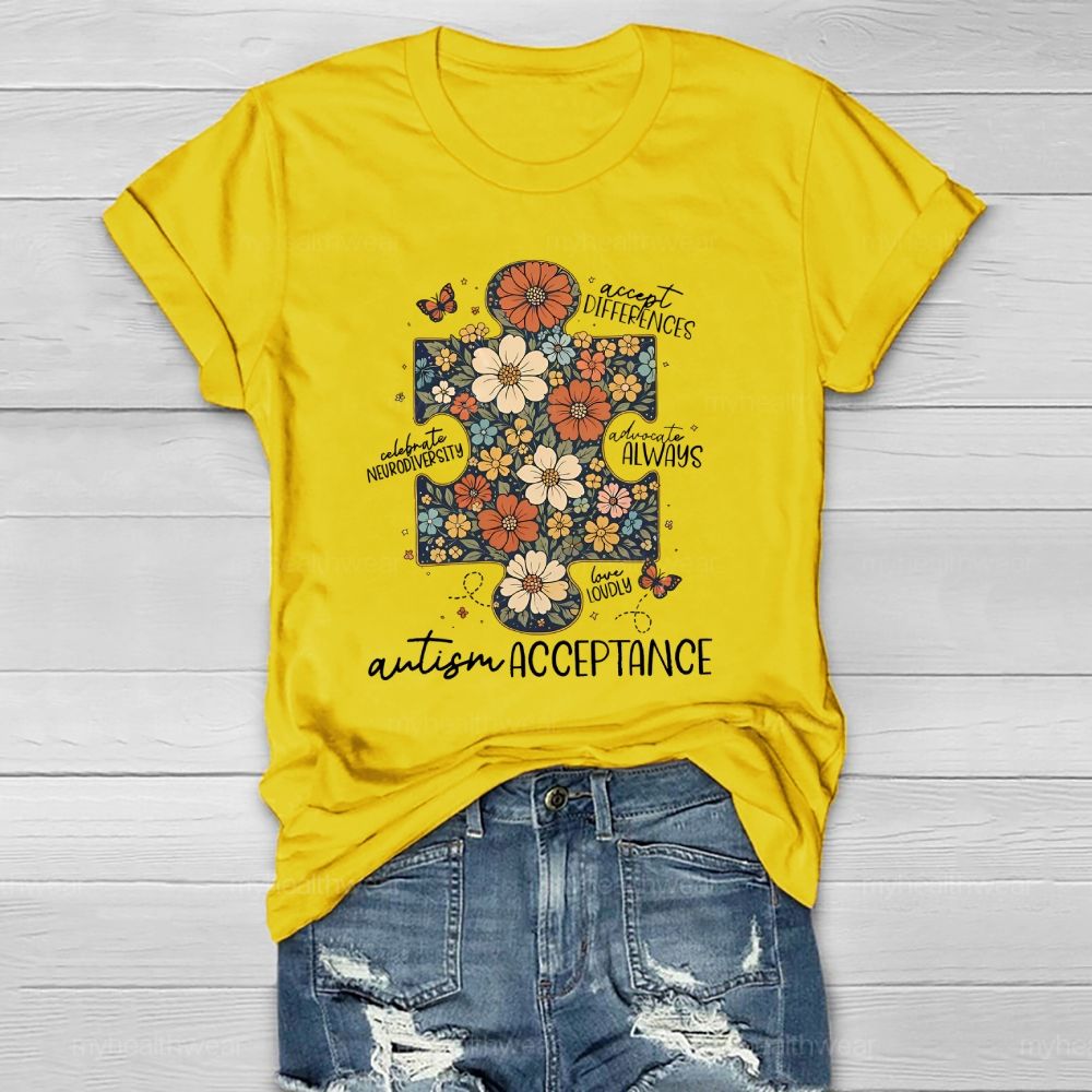 Autism Acceptance Accept Differences Celebrate Neurodiversity Healthwear T-shirt
