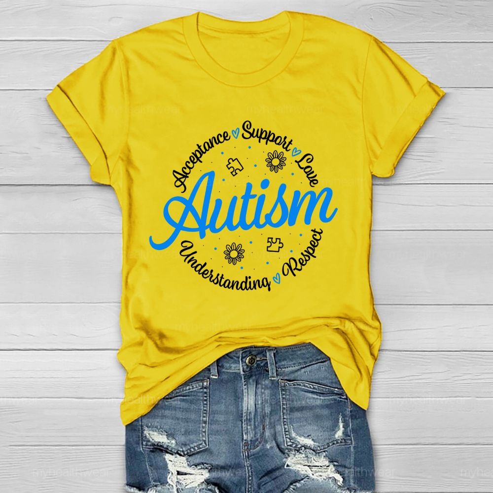 Acceptance Support Love Autism Respect Understanding Healthwear T-shirt