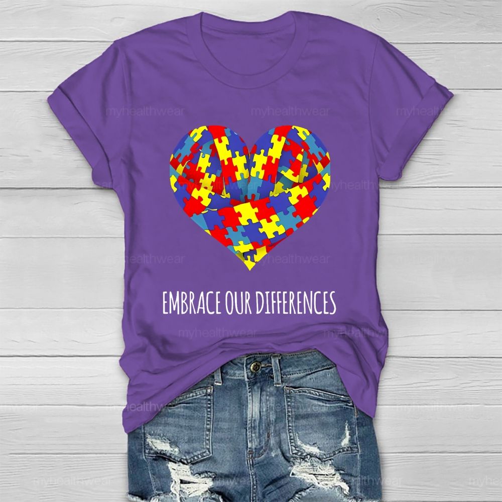 Embrace Our Differences Puzzle Heart Healthwear T-shirt