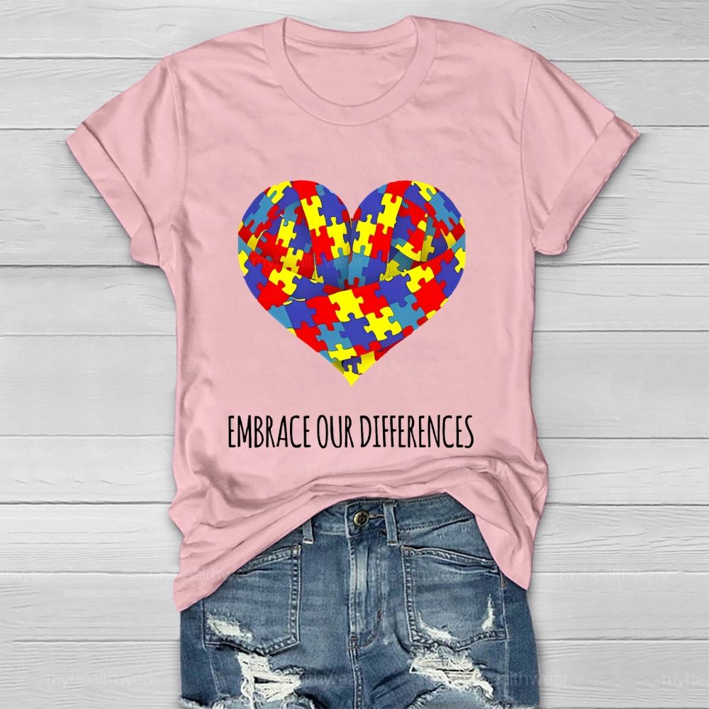 Embrace Our Differences Puzzle Heart Healthwear T-shirt