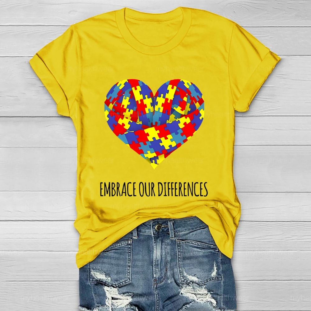 Embrace Our Differences Puzzle Heart Healthwear T-shirt