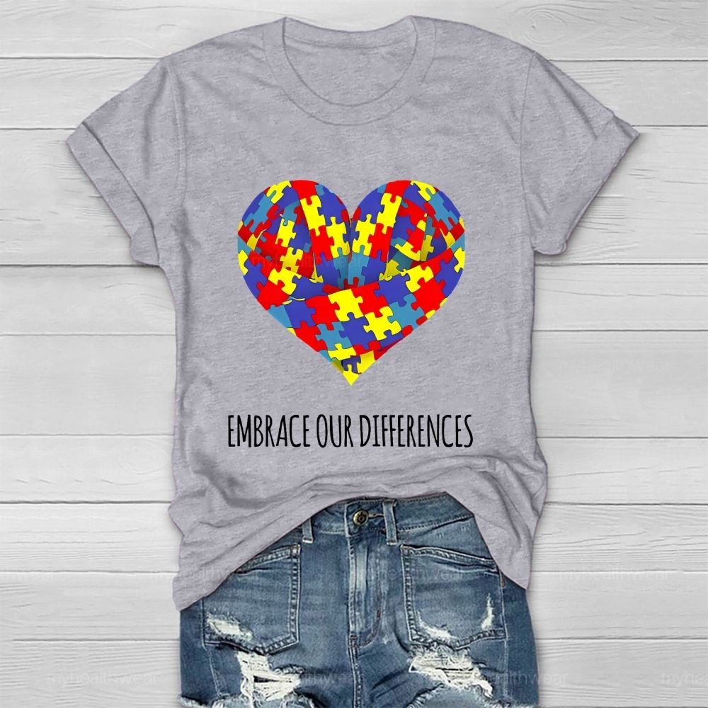 Embrace Our Differences Puzzle Heart Healthwear T-shirt