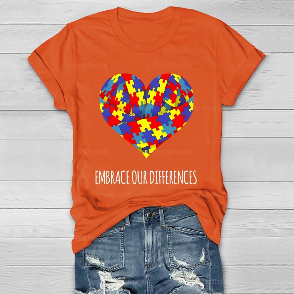 Embrace Our Differences Puzzle Heart Healthwear T-shirt