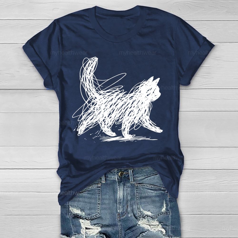 Cat Graphic Healthwear T-shirt